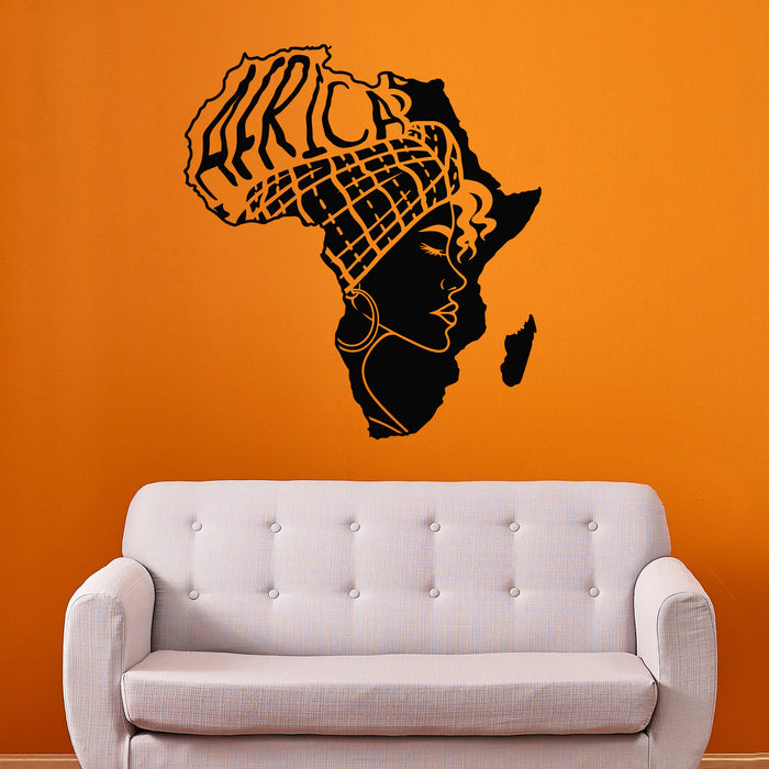 Vinyl Wall Decal Black Girl Afro African Continent Beauty Girl Stickers Mural (g9228)