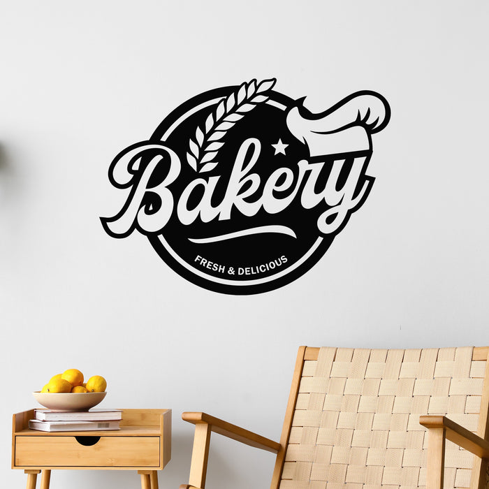 Vinyl Wall Decal Bakery Shop Fresh Delicious Baker Hat Decor Stickers Mural (g9637)