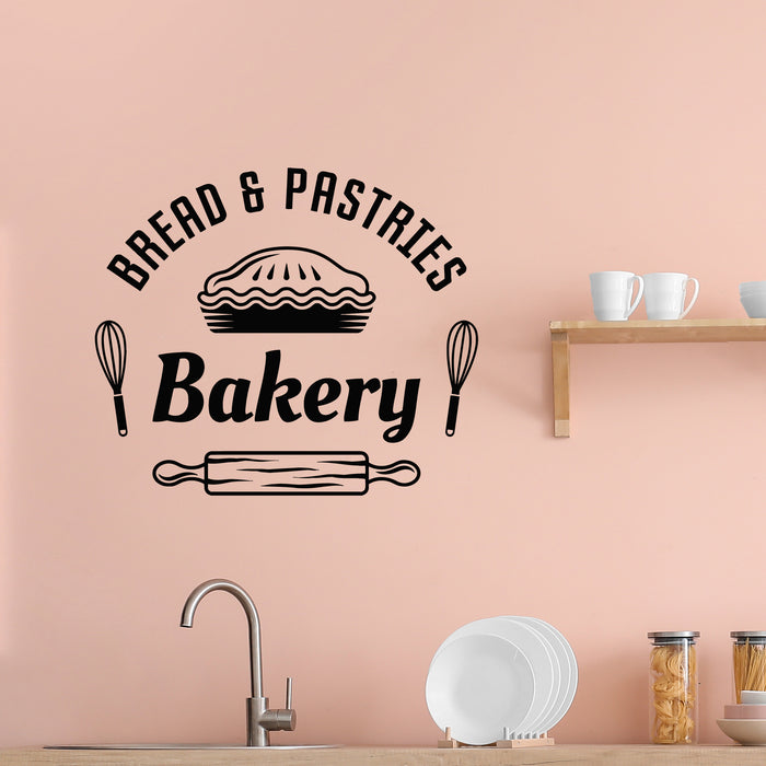 Vinyl Wall Decal Bakery Shop Vintage Logo Bread Pastries Shop Stickers Mural (g9955)