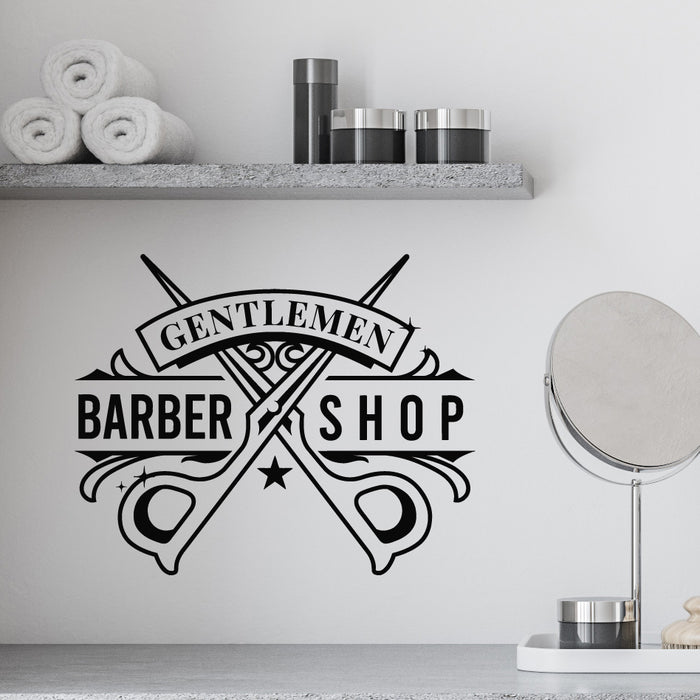 Vinyl Wall Decal Barber Shop Hair Salon Hair Stylist Vintage Gentleman Stickers Mural (g9684)