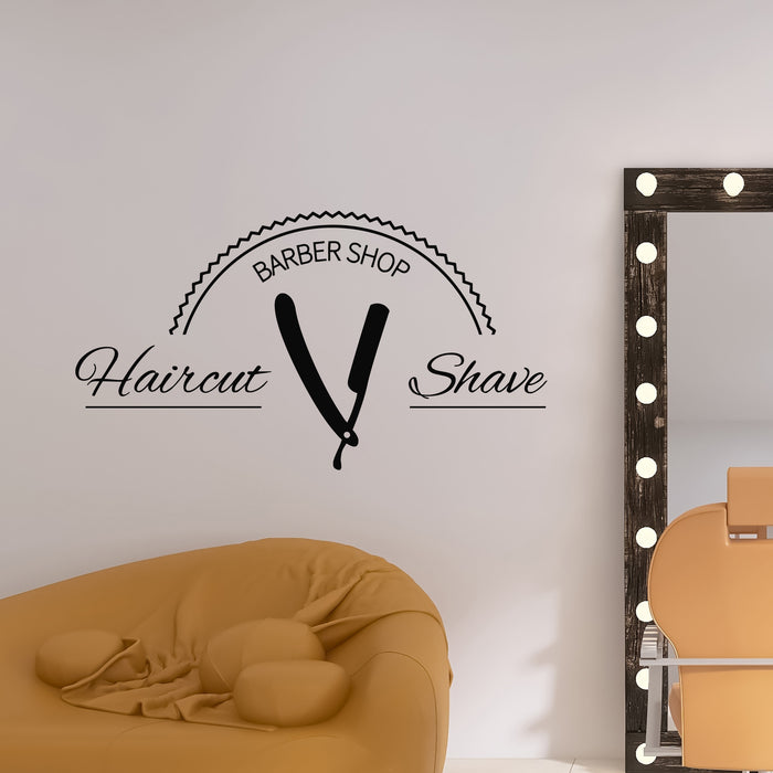 Vinyl Wall Decal Barbershop Logo Design Illustration Haircute Shave Stickers Mural (g9730)
