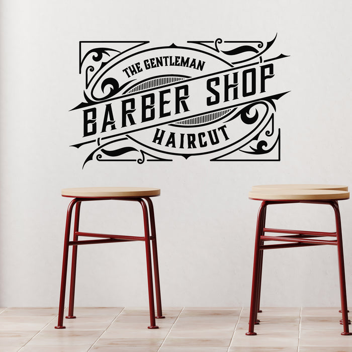 Vinyl Wall Decal Barber Shop Logo Haircut Shaves Men's Style Stickers Mural (g9978)