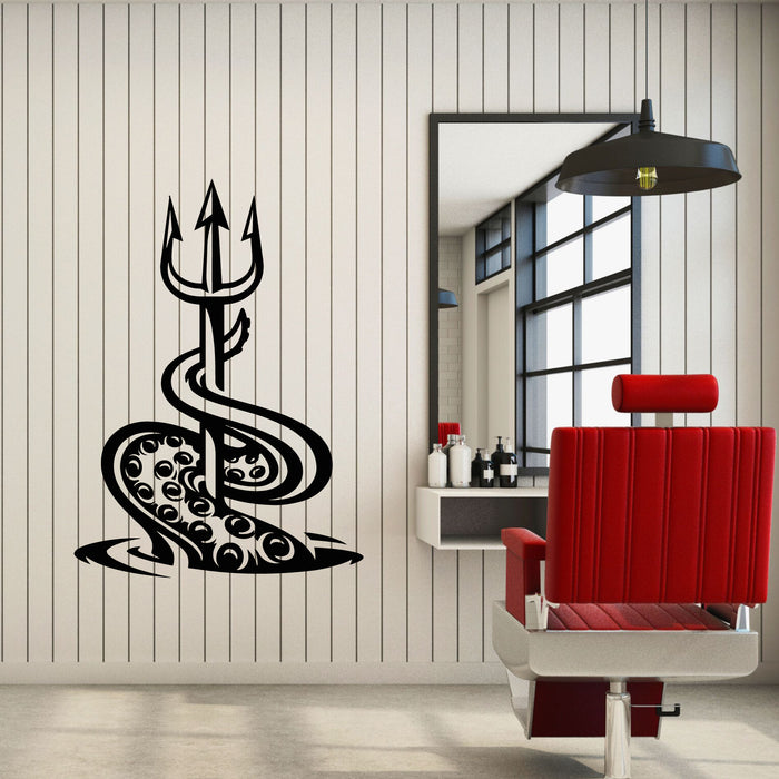 Vinyl Wall Decal Octopus Tentacles Marine Trident Nautical Sea Style Stickers Mural (g8751)