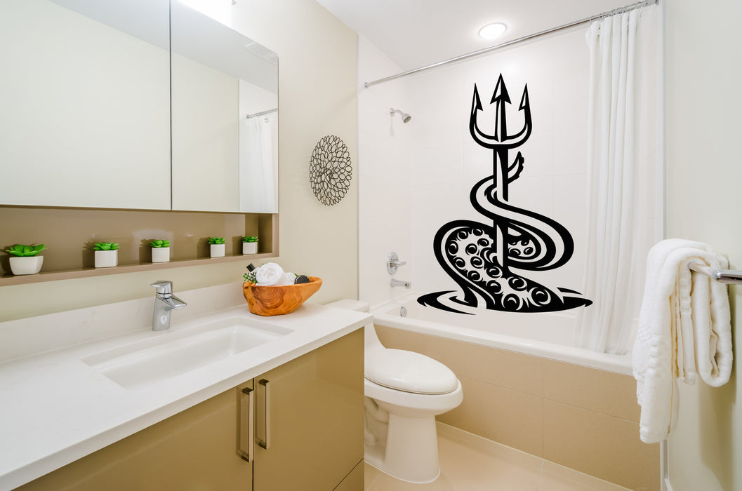 Vinyl Wall Decal Octopus Tentacles Marine Trident Nautical Sea Style Stickers Mural (g8751)