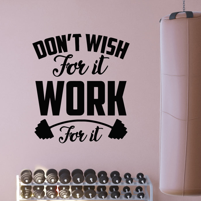 Vinyl Wall Decal Work For It Motivational Quote Gym Words Sport Stickers Mural (g8941)