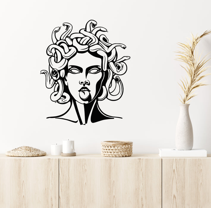 Vinyl Wall Decal Myth Gorgon Jellyfish Woman's Head With Snakes Stickers Mural (g8715)