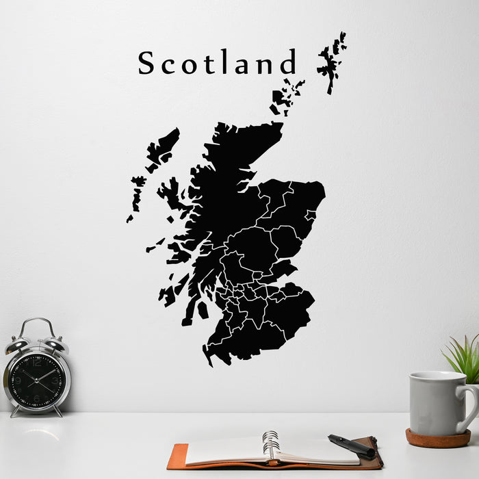 Vinyl Wall Decal Map Of Scotland Country Living Room Decor Stickers Mural (L009)