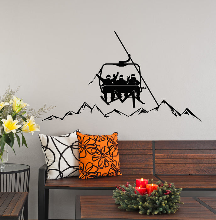 Vinyl Wall Decal People Skiing Resort Lifting Sky Chairlift Decor Stickers Mural (g9340)