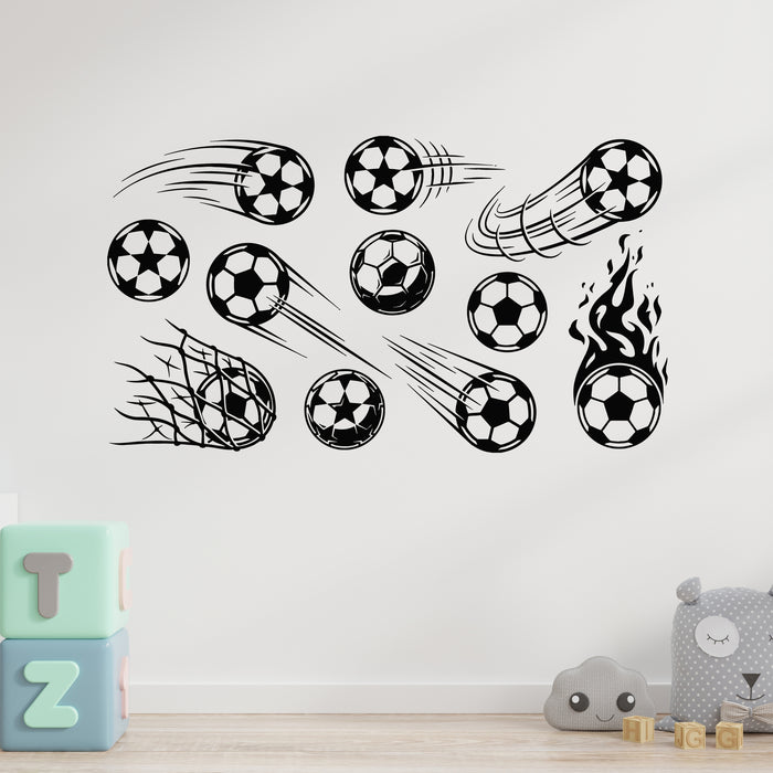 Vinyl Wall Decal Soccer Balls Icon Team Game Sport Boys Room Stickers Mural (g9108)