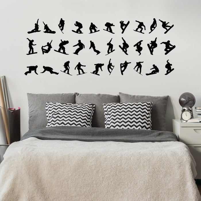 Vinyl Wall Decal Snowboard Silhouette Snowboarding Winter Sports Stickers Mural (g8981)