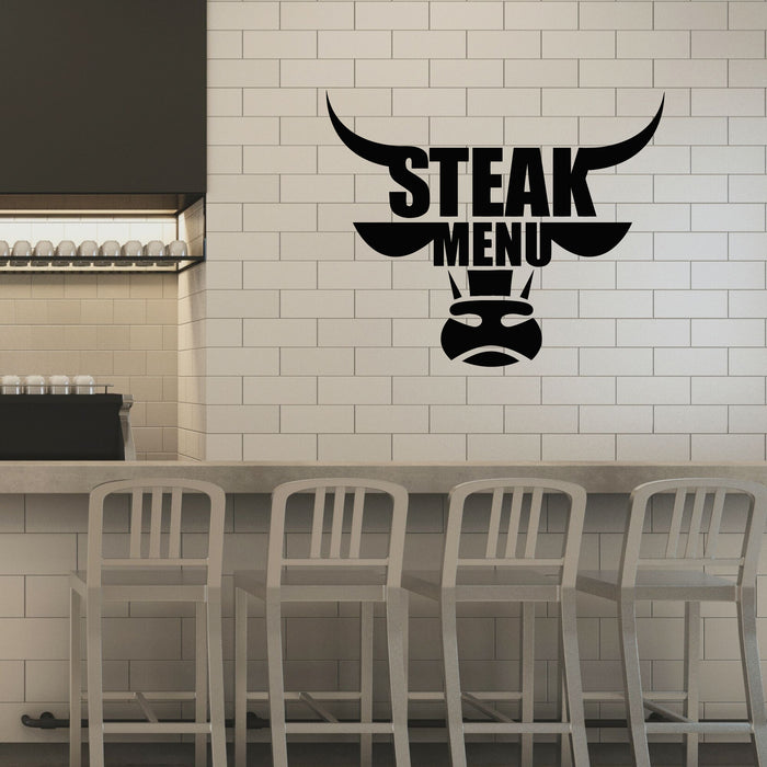 Vinyl Wall Decal Steak Menu Bull Fresh Beef Meat Barbeque Grill Stickers Mural (g8768)
