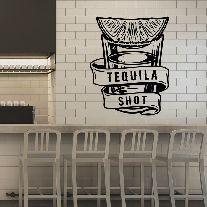 Vinyl Wall Decal Tequila Shot Cocktail With Lime And Salt Pub Bar Stickers Mural (g8595)