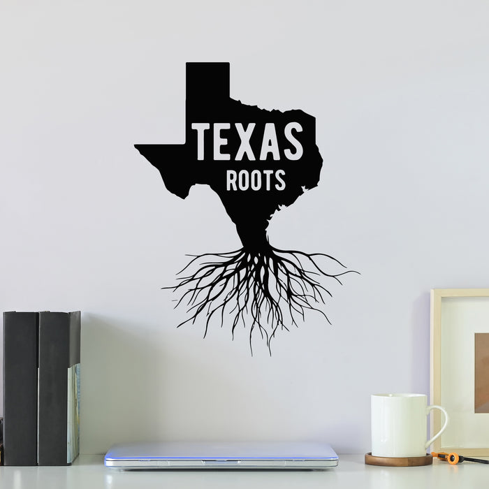 Vinyl Wall Decal Texas Roots Word Map USA State Home Decor Stickers Mural (g9756)