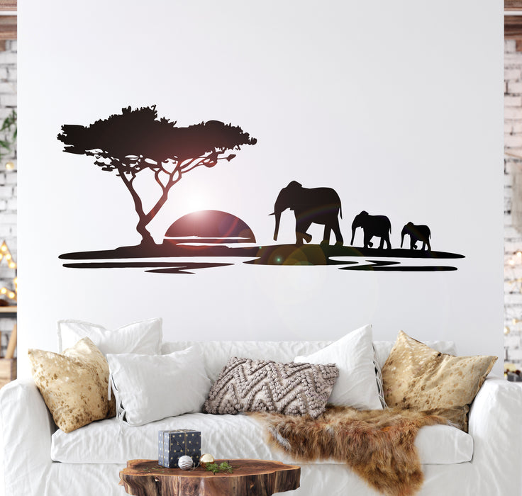 Vinyl Decal Wall Stickers Elephant African Animals Landscape Tree Living Room Decor (ig1918)