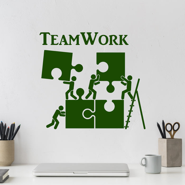 Vinyl Wall Decal Teamwork Motivation Decor for Office Worker Puzzle Stickers Unique Gift (1226ig)