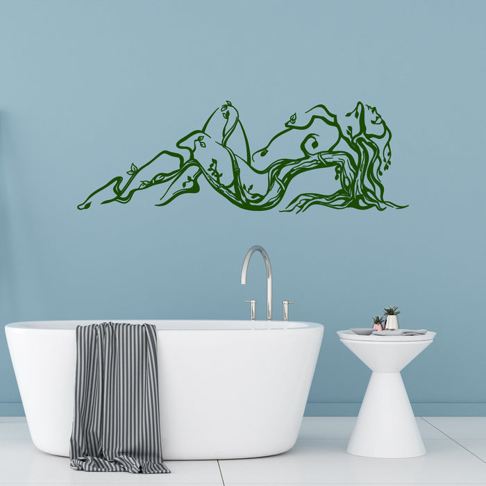 Sale of Naked Girl Tree Branches Vinyl Wall Decal Sticker Unique Gift (971ig) L 14.8 in X 45 in