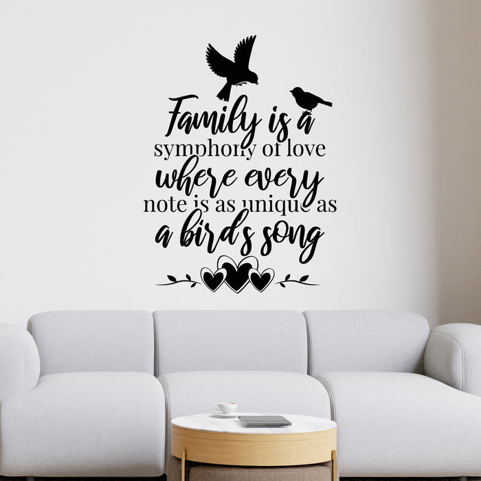 Vinyl Wall Decal Family Birds Song Lettering Home Quote Stickers Mural (g9493)