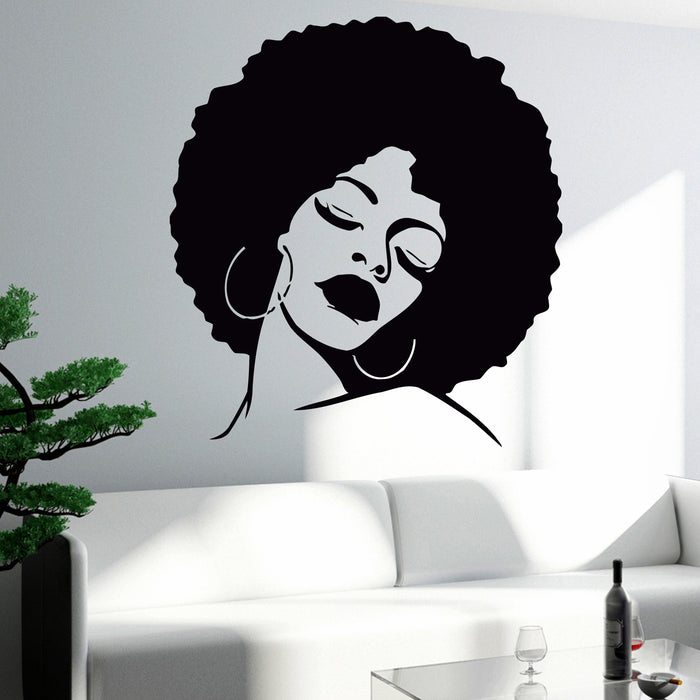 Wall Stickers Vinyl Decal  Black Beauty Sexy Hot African Woman Full Lips Unique Gift EM169