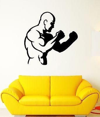Wall Decal Fighter Fighting Stance Boxing MMA Fists Power Vinyl Stickers Unique Gift (ed207)