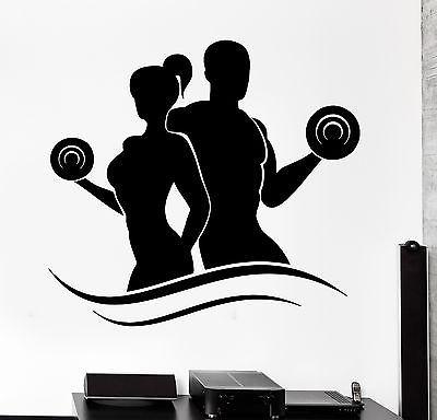 Wall Sticker Fitness Bodybuilding Dumbell Barbell Gym Vinyl Decal Unique Gift (z2987)
