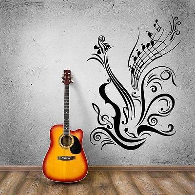 Music Vinyl Decal Guitar Notes Cool Decal for Room Wall Stickers  Unique Gift (ig965)