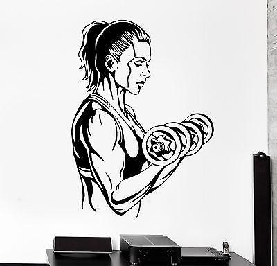 Wall Sticker Sport Activity Woman Girl Gym Dumbell Vinyl Decal Unique Gift (z2993)