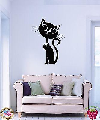 Wall Sticker Cat Kitty Black Pet Animal Cool Decor For Bedroom  Unique Gift (z1599)