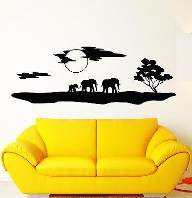Wall Stickers Vinyl Decal Elephants Africa Animals Landscape Nature Unique Gift ig1535
