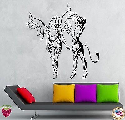 Wall Stickers Vinyl Decal Hot Sexy Girls Angel And Demon Bedroom Decor Unique Gift (z1934)