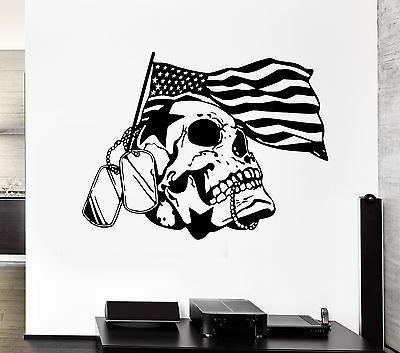 Wall Decal Flag Skull Star War Badges Army Death America Vinyl Stickers Unique Gift (ed133)