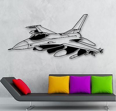 Wall Sticker Vinyl Decal Fighter Plane Jet Aircraft Military War Nursery Unique Gift (ig850)