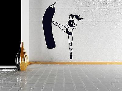 Wall Vinyl Sticker Decal Fitness Girl Kickboxing Fighting Martial Arts Unique Gift (z3036)