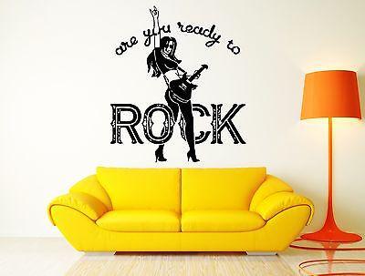 Music Rock Quote Are You Ready For Rock Art For Living Room Wall Decal Unique Gift (z2621)