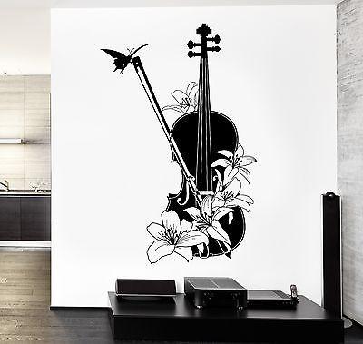 Wall Vinyl Music Violin Flower Floral Guaranteed Quality Decal Unique Gift (z3550)