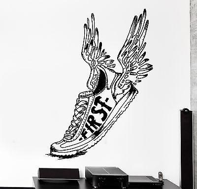 Wall Stcker Sport Winged Shoe First Running Jogging Vinyl Decal Unique Gift (z3062)
