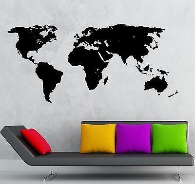 Wall Sticker Vinyl Decal World Map Travel Geography Earth Cool Decor (ig751)