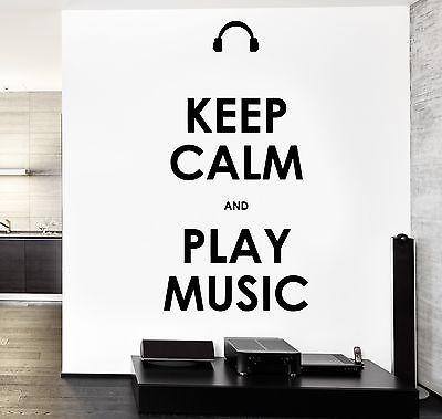 Wall Vinyl Quote Keep Calm And Play Music Guaranteed Quality Decal Unique Gift (z3517)