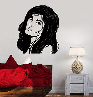 Wall Decal Fashion Girl Woman With Beautiful Hair Vinyl Sticker Unique Gift (z3618)