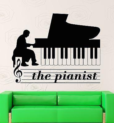 Pianist Wall Stickers Piano Music Musical Instrument Vinyl Decal Unique Gift (ig2371)