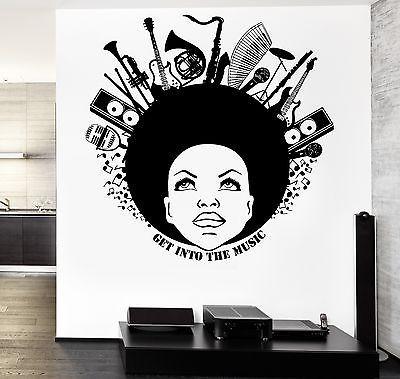 Wall Vinyl Get Into Music Black African American Girl Guaranteed Quality Unique Gift z3515
