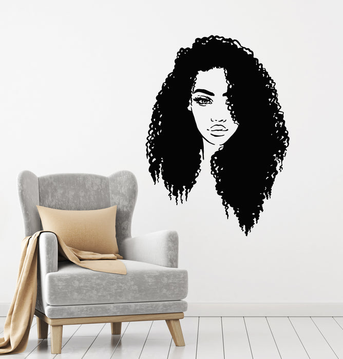 Vinyl Wall Decal Beauty Afro Girl Head Hair Spa Salon Fashion Stickers Mural (g8278)