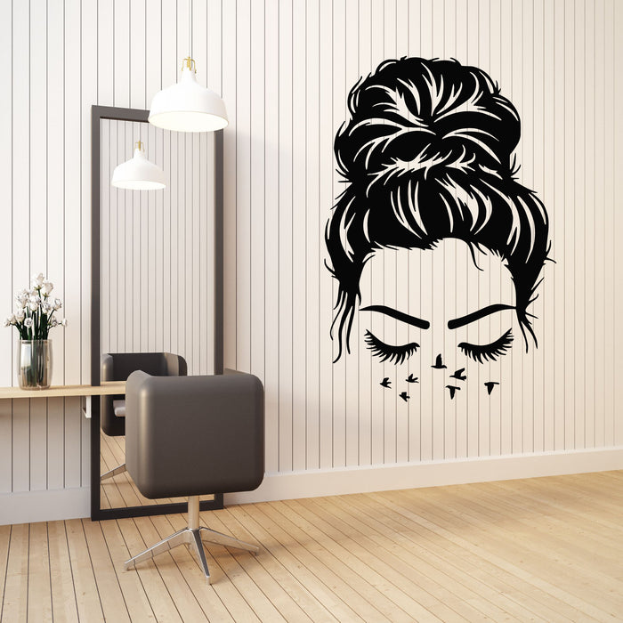 Vinyl Wall Decal Beauty Spa Salon Female Face Hair Salon Stickers Mural (g8254)