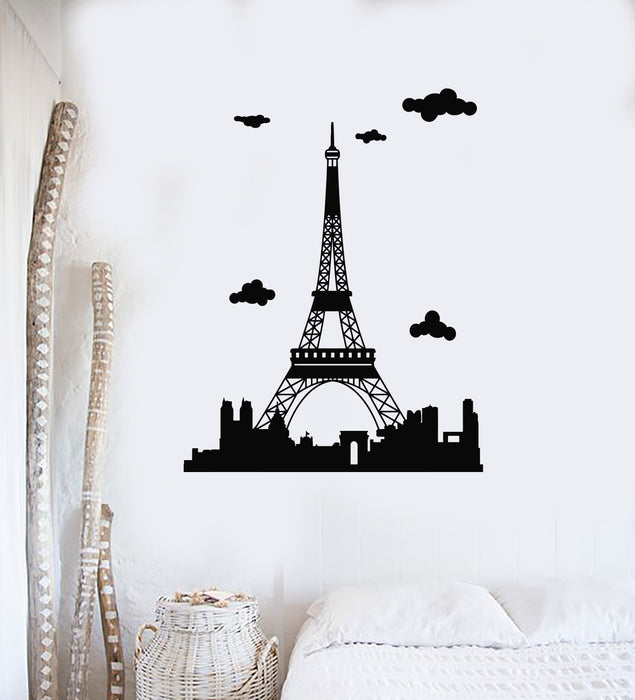 Vinyl Wall Decal Eiffel Tower Romantic Decor Paris Europe Travel French Stickers Mural (g2078)