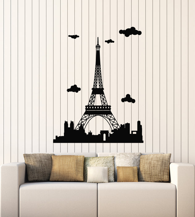 Vinyl Wall Decal Eiffel Tower Romantic Decor Paris Europe Travel French Stickers Mural (g2078)