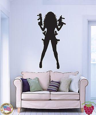 Wall Stickers Vinyl Decal Sexy Gangster Girl Mafia Weapons Unique Gift z1042