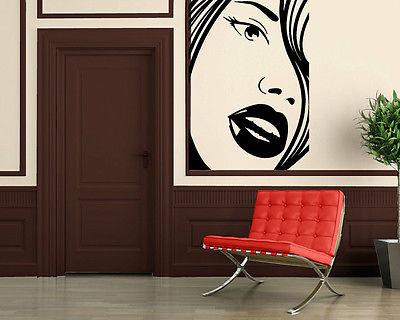 Wall Stickers Vinyl Decal Beauty Hair Spa Salon Woman Face Mural Unique Gift (ig076)