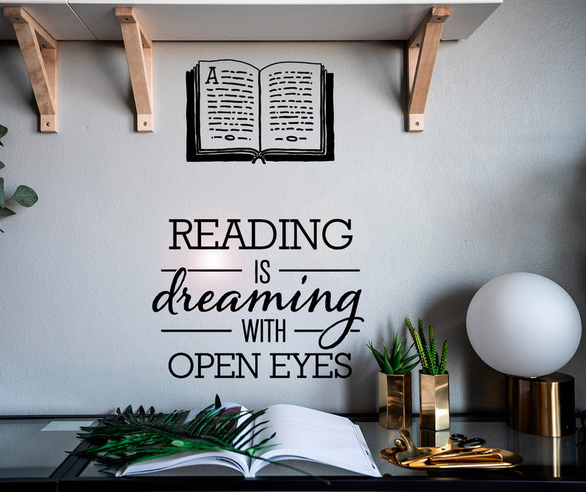 Vinyl Wall Decal Reading Open Book Inspirational Phrase Words Stickers Mural 22.5 in x 15 in gz201