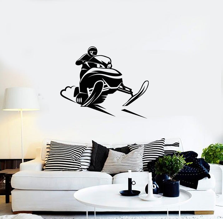 Vinyl Wall Decal Snowmobile Race Snowmobiling Winter Activities Stickers Mural (ig5933)