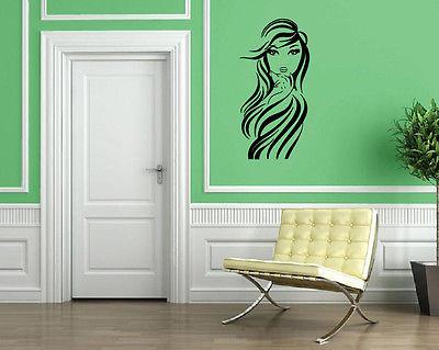 Sexy Young Girl Long Hair Style Beauty Salon Decor Wall Mural Vinyl Sticker Unique Gift M566