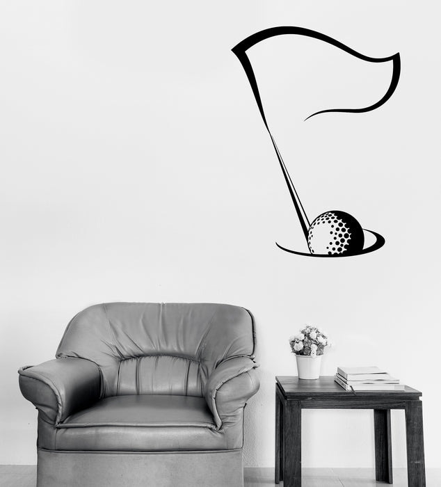 Wall Vinyl Decal Stickers Playing Golf Emblem Flag Ball in Hole Unique Gift (n1713)